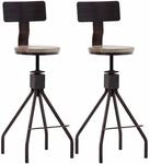 CLP 2er Set Barhocker Elko Im Industrial-Look I H&ouml;henverstellbarer Thekenhocker Mit