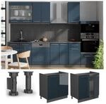 Vicco Sp&uuml;lenunterschrank Fame-Line Anthrazit Dunkelblau Hochglanz 80 cm mit