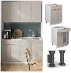 Vicco Schubunterschrank Fame-Line Wei&szlig; Grau-Beige gerahmt 60 cm ohne...