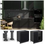 Vicco Unterschrank Fame-Line Anthrazit Schwarz gestreift 80 cm mit Arbeitsplatte