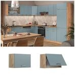 Vicco H&auml;ngeschrank flach K&uuml;chenschrank R-Line Solid Eiche Blau Grau 60 cm modern