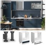 Vicco Herdumbauschrank Fame-Line Wei&szlig; Dunkelblau Hochglanz 60 cm mit...