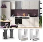 Vicco Herdumbauschrank Fame-Line Wei&szlig; Grau-Beige gerahmt 60 cm mit...