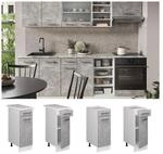 Vicco Apothekerunterschrank K&uuml;chenschrank K&uuml;chenzeile R-Line 30 cm Wei&szlig; Beton