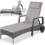 tectake&reg; Rattan Sonnenliege, widerstandsf&auml;hig, 6-fach verstellbare R&uuml;ckenlehne,