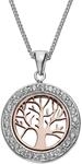 Zeeme Silber Halskette Silber 925 zweifarbig mit Lebensbaum-Motiv