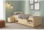 Inter Link Bett mit Stauraum Till inkl. Nachtkommode und Lattenrost 90x200 - Farblos