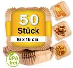GOURMETmaxx Backpapier-Schalen f&uuml;r Hei&szlig;luft-Fritteusen 50er-Set 16x16x4,5cm braun