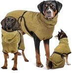 Rudelk&ouml;nig Hundebademantel Gr&ouml;&szlig;e XL in Khaki Hund Bademantel Baumwolle saugstark