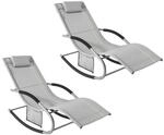 SoBuy Schaukelstuhl-Set f&uuml;r 2 Personen f&uuml;r den Garten Hellgrau 150x63x87cm Modern