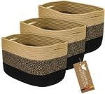 HMF Aufbewahrungskorb mit versteckten Griffen, 3er Set, Korb aus Baumwolle, 37,5 x 25