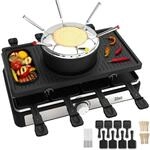 Zilan 3in1 Raclette Grill f&uuml;r 8 Personen mit Fondue Set 1400W