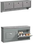 SoBuy Schuhbank mit 2 T&uuml;ren Hellgrau 104x24x52cm Funktional