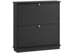 SoBuy Schuhschrank mit 2 T&uuml;ren Schwarz 76x18x78cm Modern