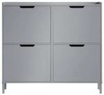SoBuy Schuhschrank mit 4 T&uuml;ren Hellgrau 100x19x90,5cm Minimalistisch
