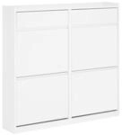 SoBuy Schuhschrank mit 6 T&uuml;ren Wei&szlig; 98x19x95cm Minimalistisch
