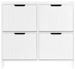SoBuy Schuhschrank mit 4 T&uuml;ren Wei&szlig; 100x19x90,5cm Modern