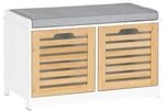 SoBuy Schuhbank mit 2 T&uuml;ren Holzfarbe 71x35x43cm Nordisch