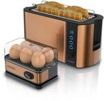 Arendo Fr&uuml;hst&uuml;cks-Set 2-teilig, 4-Scheiben Langschlitztoaster, 6er Eierkocher,