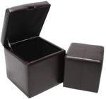 2er Set Hocker Sitzw&uuml;rfel Sitzhocker Aufbewahrungsbox Carrara, Leder + Kunstleder,