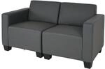 Modular 2-Sitzer Sofa Couch Moncalieri, Kunstleder ~ dunkelgrau