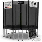 Juskys Trampolin JumpMaster M &Oslash; 244 cm &ndash; Gartentrampolin mit Netz, Leiter &