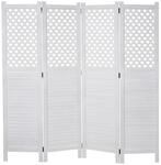 Paravent MCW-A84, Raumteiler Trennwand Sichtschutz, Ornamente 170x161cm ~ wei&szlig;