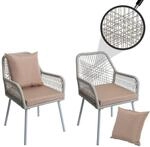 2er-Set Gartenstuhl MCW-O12, Outdoor Sitz-/R&uuml;ckenpolster Aluminium Seilgeflecht Rope