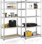 Juskys Lagerregal Basic 4er Set 180x90x40 cm &ndash; Metall Schwerlastregal, 20 B&ouml;den,