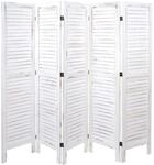 Paravent MCW-G30, Trennwand Sichtschutz Raumteiler, Shabby-Look 170x200cm ~ wei&szlig;