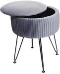Sitzhocker MCW-K47, Hocker mit Staufach, &Oslash; 33cm, Samt-Optik ~ hellgrau, Gestell