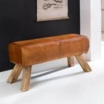 Sitzbank Turnbock Cognac Echtleder Lederhocker Sprinbock Hocker Garderobenbank