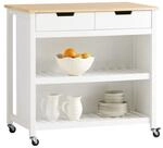 SoBuy K&uuml;cheninsel mit 2 Schubladen Wei&szlig; 100x60x93,5cm Funktional