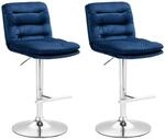 CLP 2er Set Barhocker Damar mit Samtbezug I Barstuhl h&ouml;henverstellbar und...
