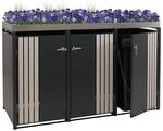 3er-M&uuml;lltonnenverkleidung MCW-O67, M&uuml;lltonnenbox mit Pflanzkasten, Metall