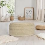 Sitzhocker FineBuy Polsterhocker Wolle mit Stauraum oval 81 cm Braun modern