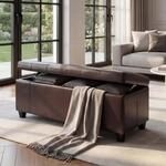 Aufbewahrungs-Truhe Sitzbank Arezzo, Leder + Kunstleder, 112x45x45cm...