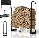 Juskys Kaminholzregal M 130x117x36 cm &ndash; Schwarz, au&szlig;en, Metall mit Abdeckung & 200