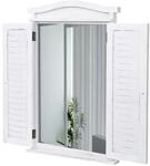 Wandspiegel Badspiegel Badezimmer Spiegelfenster mit Fensterl&auml;den, 71x46x5cm ~