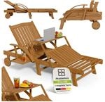 Juskys&reg; Sonnenliege SunScape - Akazie, Natur, ge&ouml;lt, klappbar, inkl. Klapptisch,