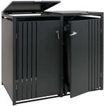2er-M&uuml;lltonnenverkleidung MCW-O67, M&uuml;lltonnenbox mit Deckel, Metall...