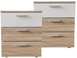 HTI-Living Nachtkommode 3 Schubladen Nina Sonoma Wei&szlig; 2er-Set