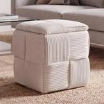 Hocker MCW-Q47, Sitzhocker Ottomane Polsterhocker Pouf, Deckel Staufach Stoff...