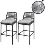 2er-Set Rope-Barhocker MCW-O21, Outdoor Sitzpolster Seilgeflecht Metall ~...