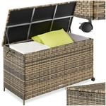 tectake&reg; Auflagenbox, 253 l, mit Aluminiumgestell und Rattangeflecht,...