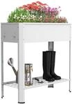 VCM Metall Hochbeet mit Ablage 80x35x80 cm, stehender Pflanzkasten f&uuml;r Balkon