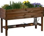 dobar Hochbeet mit Ablagefl&auml;che, Pflanzkasten inkl. Pflanzfolie, 117 x 40 x 70,5 cm,