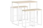 SoBuy Bartisch-Set mit 4 Hockern Holzfarbe 100x60x96cm Industriell