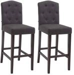CLP 2er Set Barhocker Louise mit Stoffbezug I Barstuhl aus Holz I Tresenstuhl...