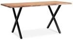 Schreibtisch Massivholz X-Gestell Baumkante Handgefertigt KRETA, Goldbraun-Schwarz